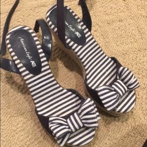 Pair of blue and white stripes sandals